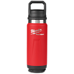 Image of the Milwaukee PACKOUT 24oz Insulated Bottle with Chug Lid in red