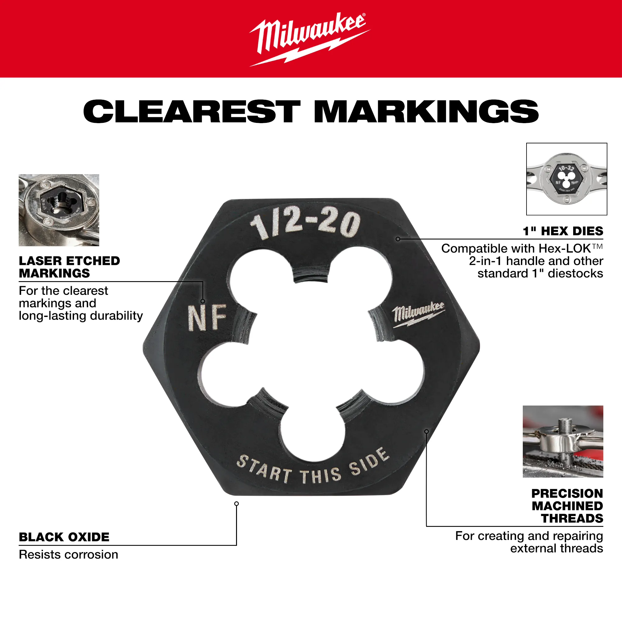 Milwaukee hex dies provide the clearest markings