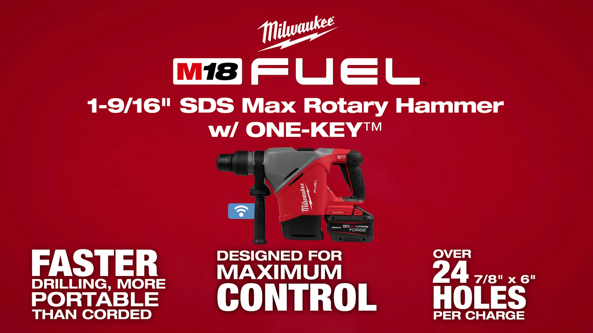 Milwaukee® M18 FUEL™ 1-9/16" SDS Max Rotary Hammer w ONE-KEY™