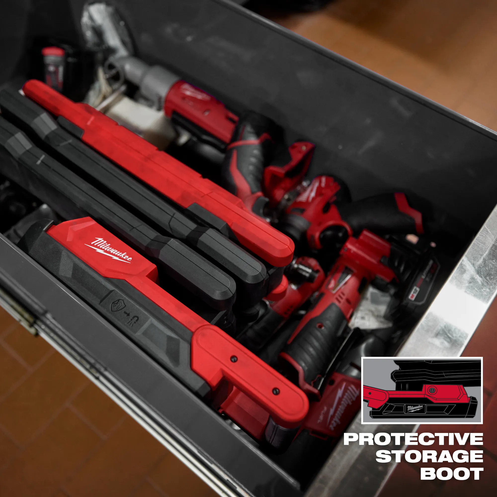 Image of the Milwaukee M18 Magnetic Extendable Boom Light's Protective Storage Boot