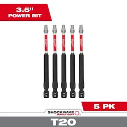 SHOCKWAVE™ 3-1/2" Impact TORX® T20 Power Bits (5 PK)