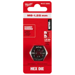M8-1.25 mm 1-Inch Hex Threading Die in its packaging