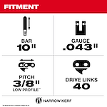 Specifications for the 10" Guide Bar and Chain