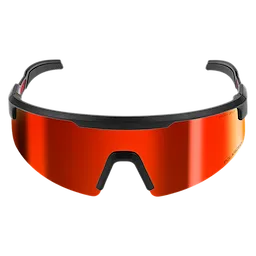 Polarized Wrap Around Safety Glasses with Red Mirrored Dual Coat Lens have a sleek design featuring a black frame with red-tinted wraparound lenses for eye protection. These glasses are suitable for outdoor activities requiring UV protection and impact resistance.