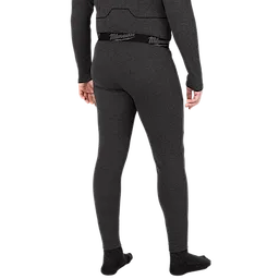 Milwaukee Heated Merino Wool Baselayer Pants in dark gray. A person wearing the pants is shown from the back, highlighting the fit and elastic waistband.