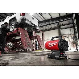 The M18 Propane Heater used in a well ventilated area in the shop