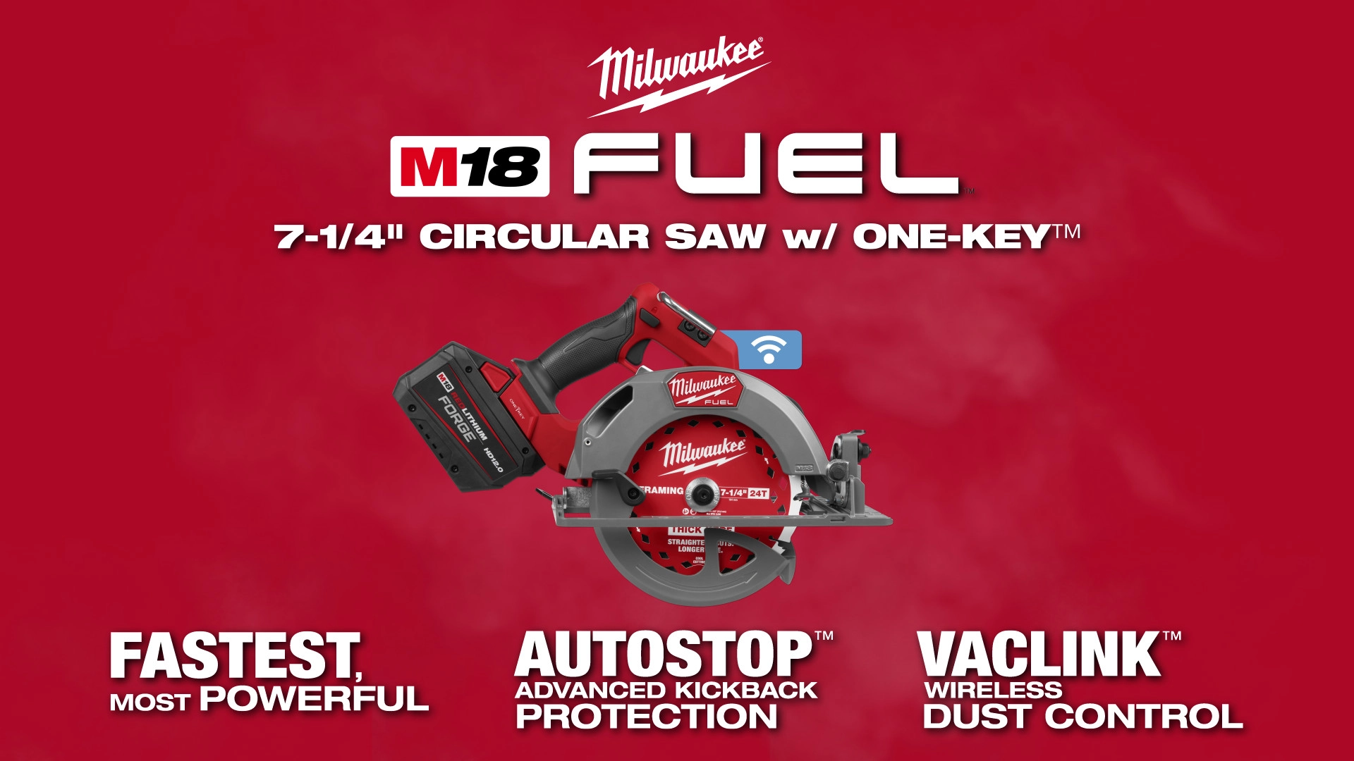 Milwaukee M18 FUEL 7-1/4" Rear Handle Circular Saw w/ ONE-KEY Video.