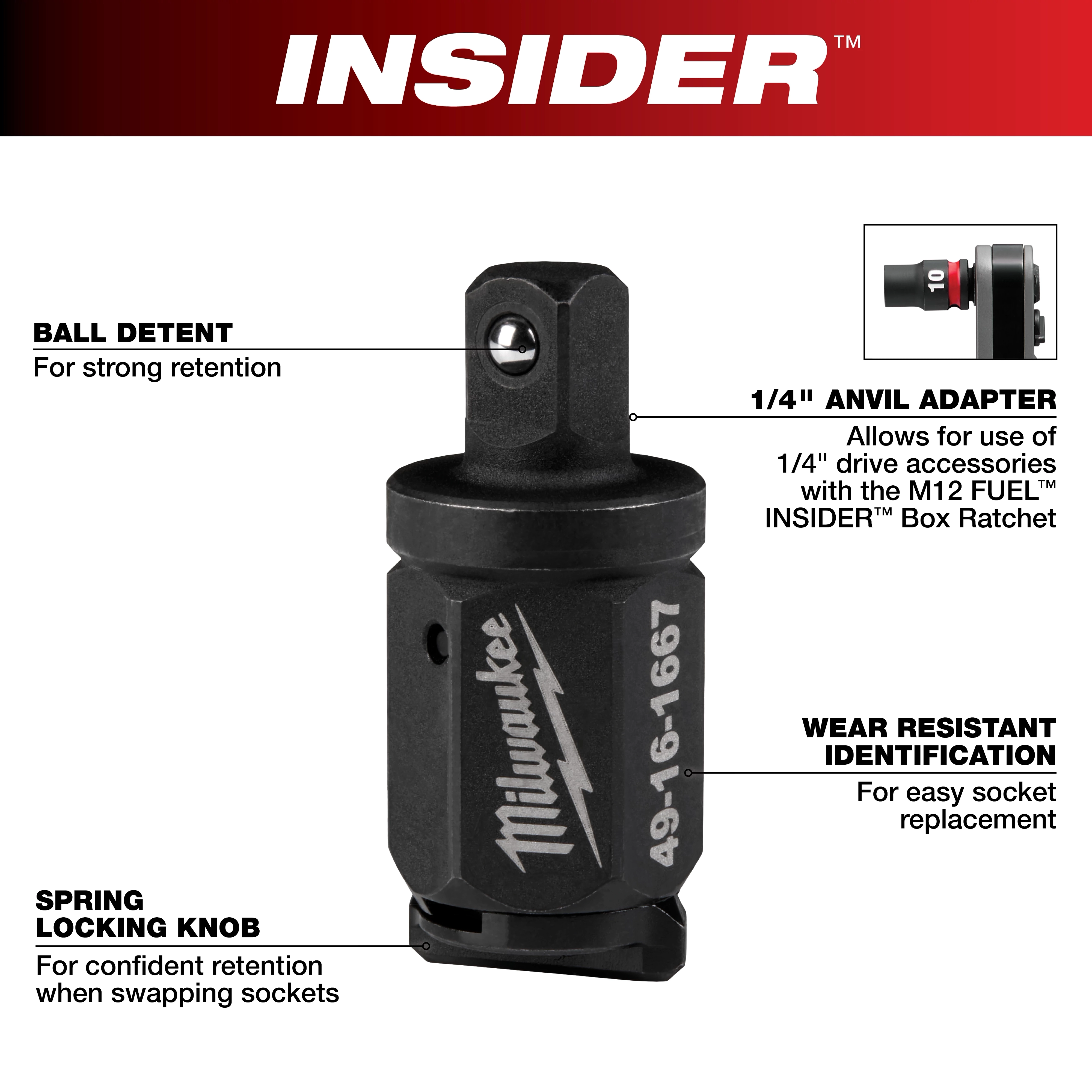 INSIDER™ Box Ratchet 1/4" Adapter