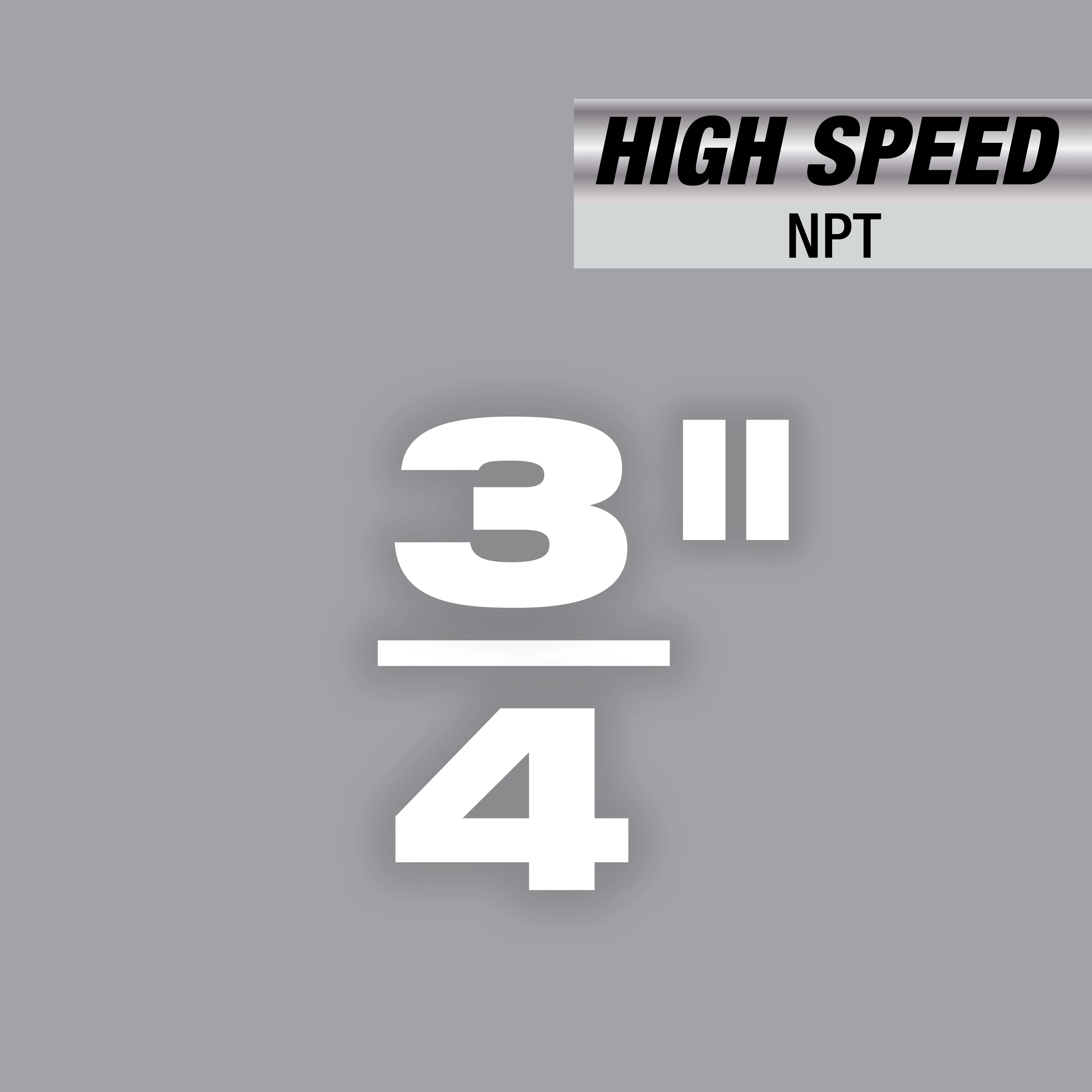 3/4" High Speed NPT Forged Aluminum Die Head with gray background and bold white text indicating size and specification.