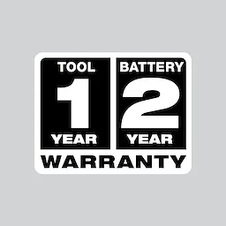 1 year tool warranty and 2 year battery warranty