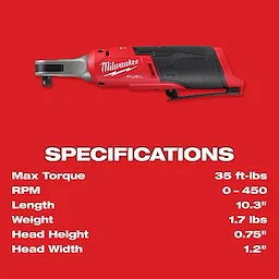 M12 FUEL™ 3/8" High Speed Ratchet Specs
