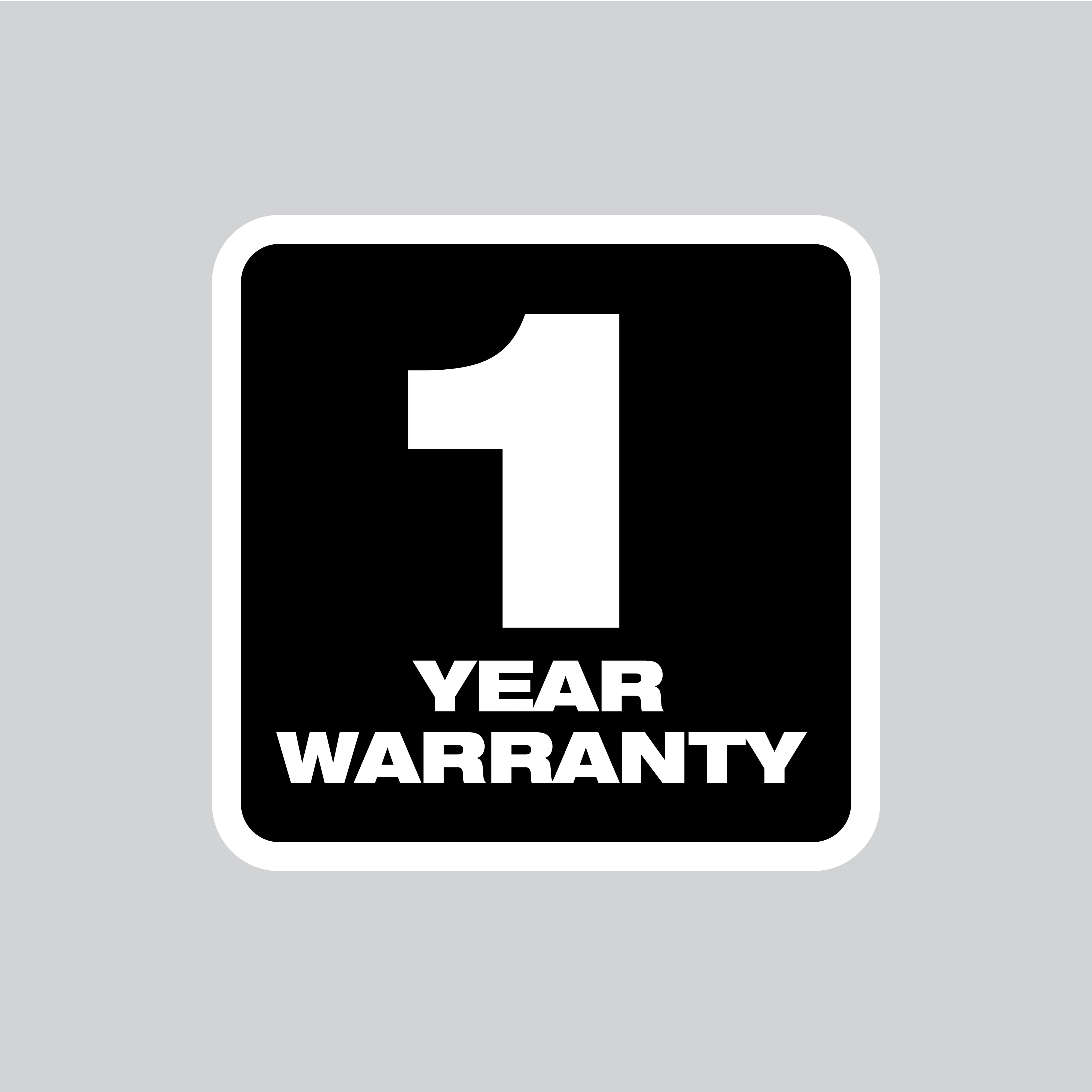 1 Year Warranty logo.