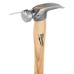 16oz Smooth Face Hickory Handle Hammer with a wooden handle and metallic smooth face head, featuring a curved claw for nail removal.