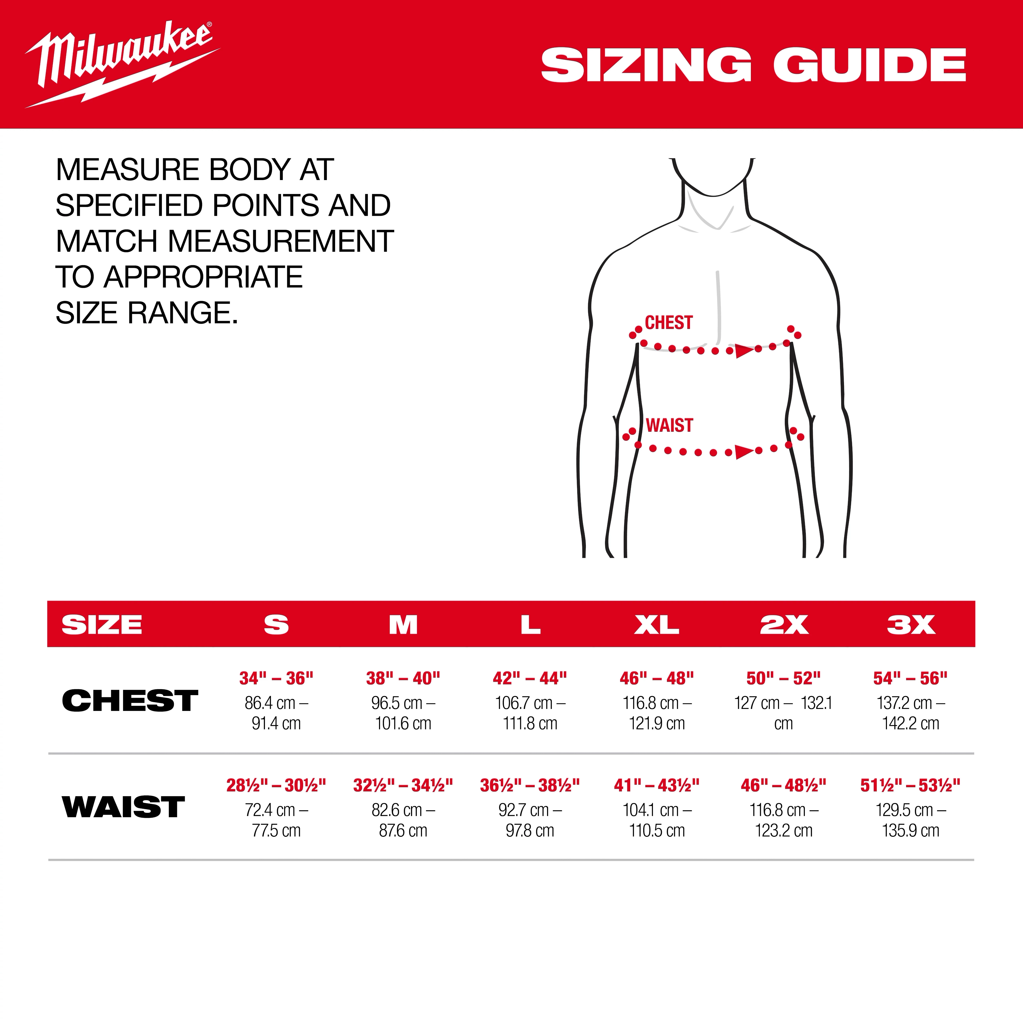 Workwear Size Guide