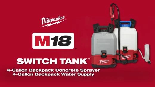 Milwaukee M18 SWITCH TANK 4-Gallon Backpack Concrete Sprayer and Water Supply