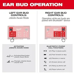 Left and right Bluetooth ear bud operation