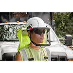 Worker wearing the BOLT Full Face Shield Metal Mesh for extra protection