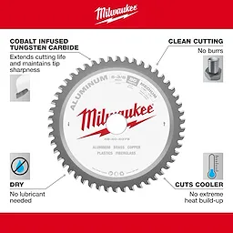 The 48-40-4075 Walkaround blade features cobalt infused tungsten carbide, allowing clean cuts, no lubricant, and cooler operation without heat buildup.