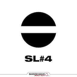 Image of the SHOCKWAVE™ SL4 Tip Type featuring a black circle with a horizontal line across the middle, denoting the shape. "SL#4" is written below the circle. The product name "SHOCKWAVE Impact Duty™" appears at the bottom of the image.