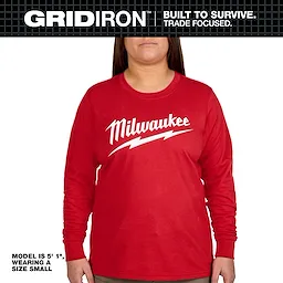 Women's GRIDIRON™ Logo Tee - Long Sleeve Red