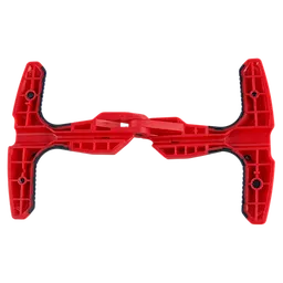 The image shows a red Fiber Optic Drop Cable Slitter, a tool used for precision slitting of fiber optic drop cables. The slitter has a symmetrical design with various slots and openings, and is primarily composed of plastic.