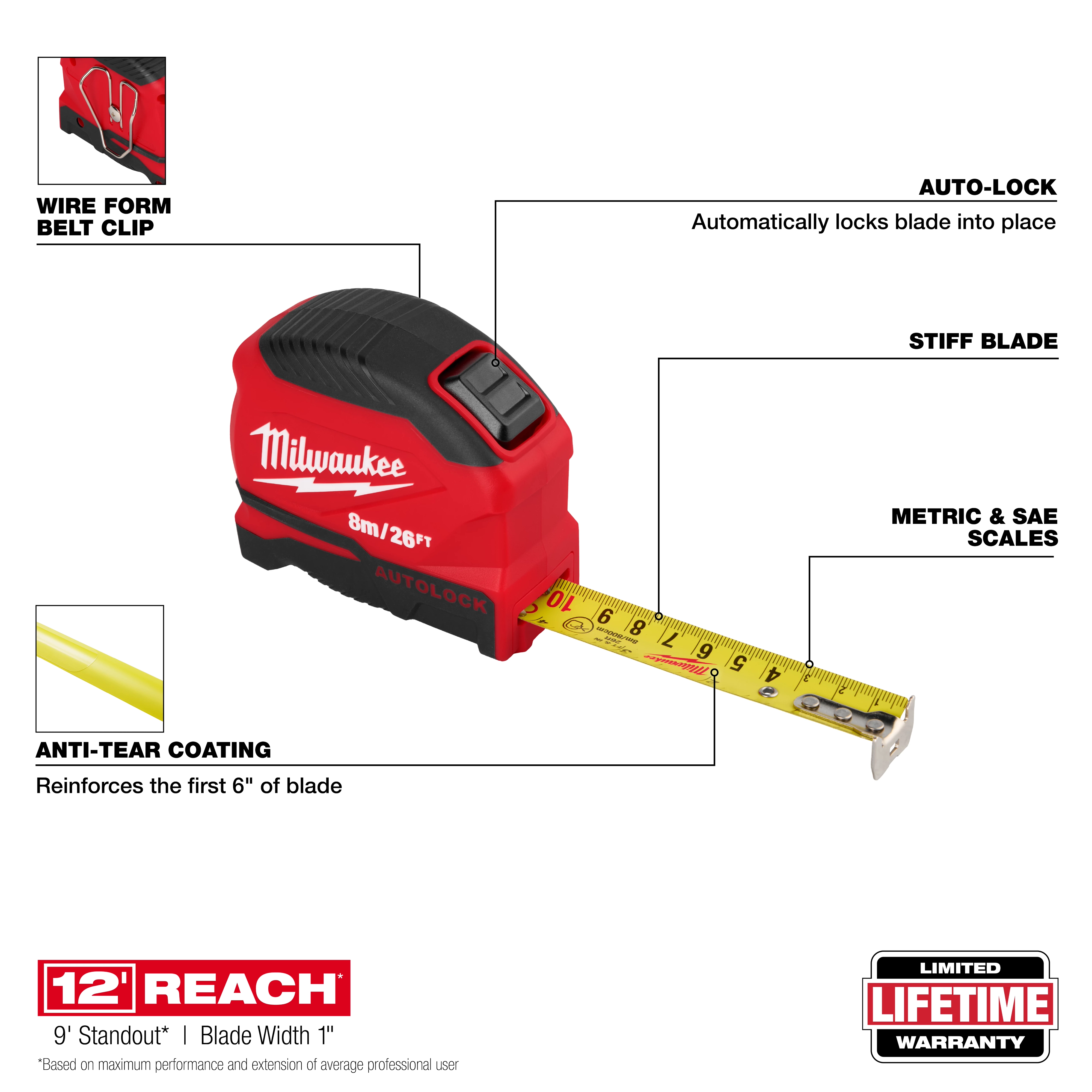 8m/26ft Auto-Lock Tape Measure