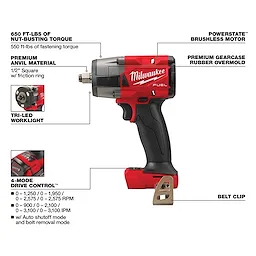 M18 FUEL™ 1/2" Mid-Torque Impact Wrench w/ Friction Ring Walk Around