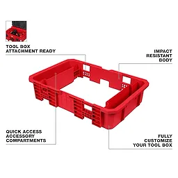 Tool Box Attachment Ready Tray for PACKOUT Tool Boxes with impact-resistant body and quick-access accessory compartments.
