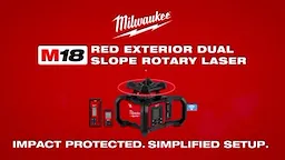 Milwaukee M18 Red Exterior Dual Slope Rotary Laser Level Kit with Receiver and Remote