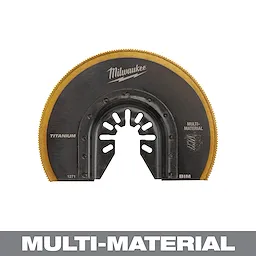 Milwaukee 49-25-1271 OMT blade with a titanium-coated edge for multi-material cutting. The blade is black and gold.