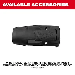 Black protective boot accessory for M18 FUEL 3/4" High Torque Impact Wrench w/ ONE-KEY and M18 FUEL 3/4" High Torque Impact Wrench w/ ONE-KEY Kit.