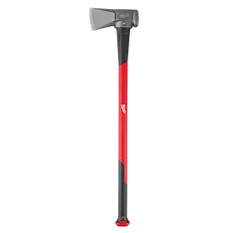 The 8lb Splitting Maul (34" Handle) features a grey cutting head and a long, ergonomic black and red handle designed for efficient wood splitting. The durable construction provides enhanced control and power for outdoor tasks.
