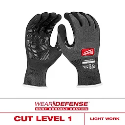 Cut Level 1 Nitrile Dipped Gloves w/ WEAR-DEFENSE Protection displayed upright with palms and backs visible.