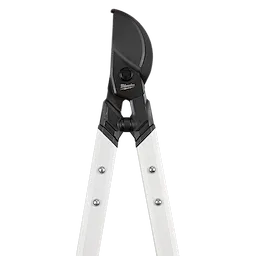 Image of a 2" Lopper with black cutting blades and white handles. The lopper is designed for trimming branches and features the Milwaukee brand logo on the blade connection.