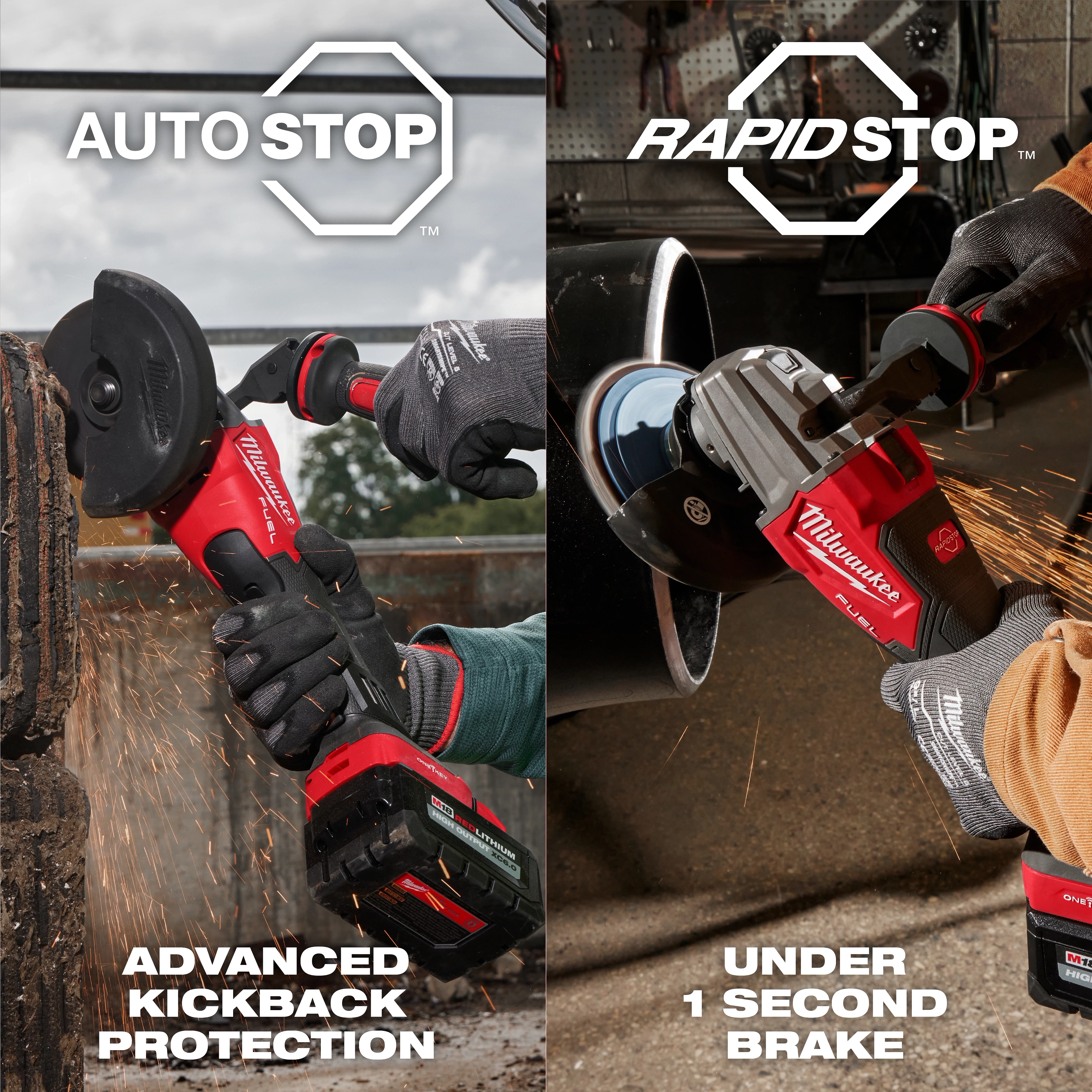 M18 FUEL™ 4-1/2" / 5" Dual-Trigger Braking Grinder