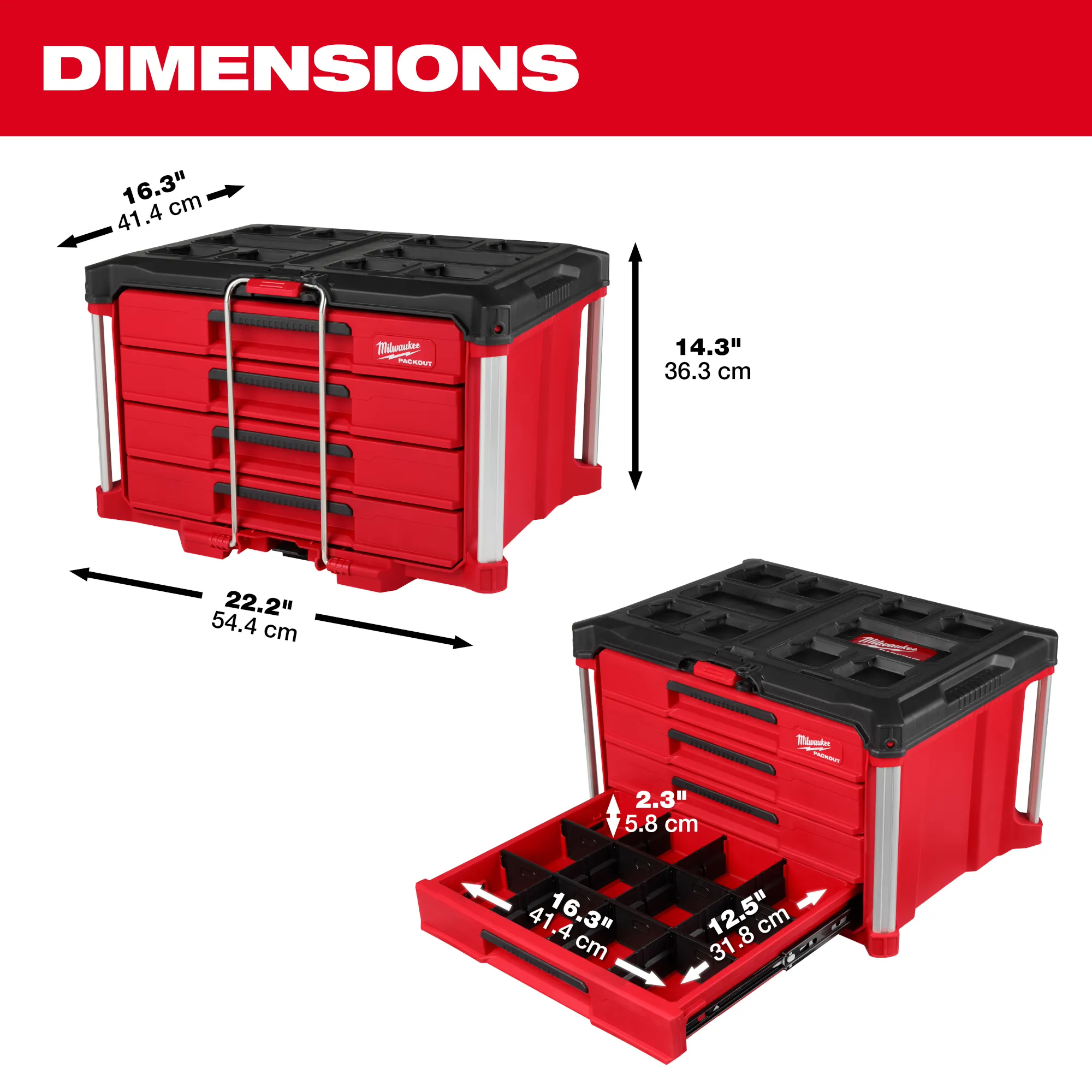 PACKOUT™ 4-Drawer Dimensions