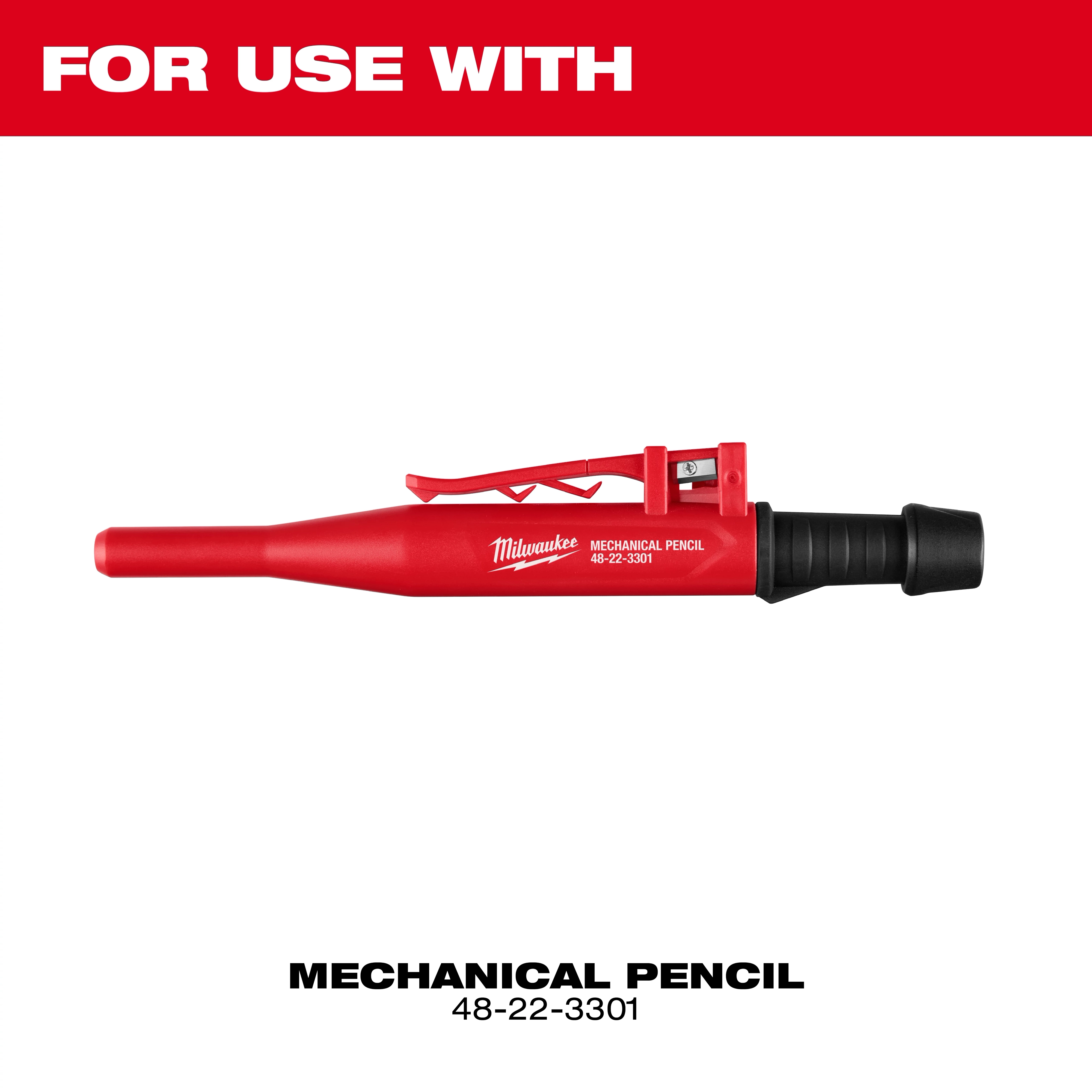 Mechanical Pencil Replacement Lead compatibility image showing a red and black mechanical pencil with the product number 48-22-3301.