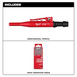 Mechanical Pencil with Lead Pack includes a red mechanical pencil and a 10-piece graphite lead pack.