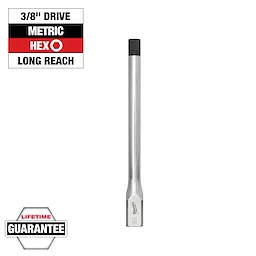 3/8" Drive 9mm Long Hex Bit Socket with a metallic finish, long reach design, and lifetime guarantee badge.