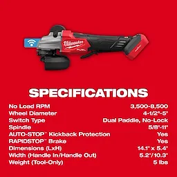 M18 FUEL™ 4-1/2" / 5" Dual-Trigger Braking Grinder