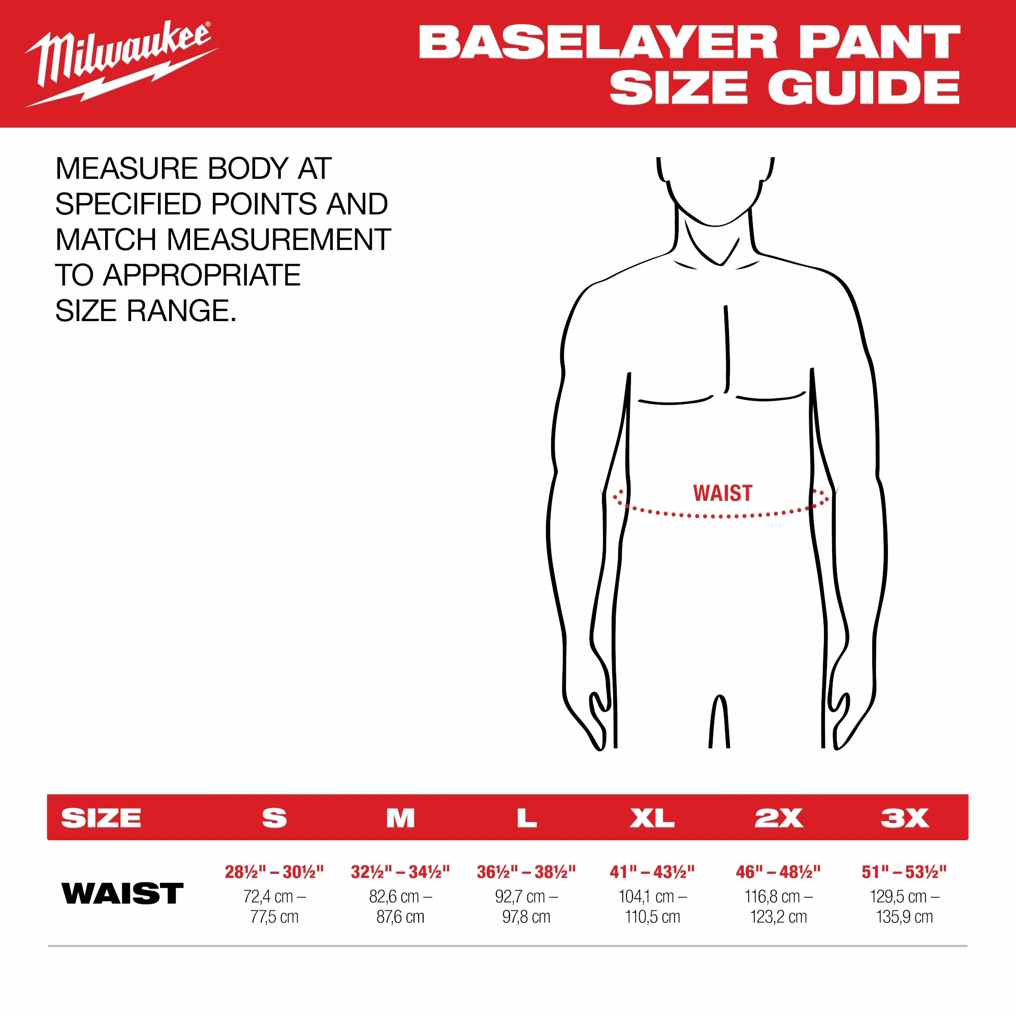 Base Layer Pant Size Guide
