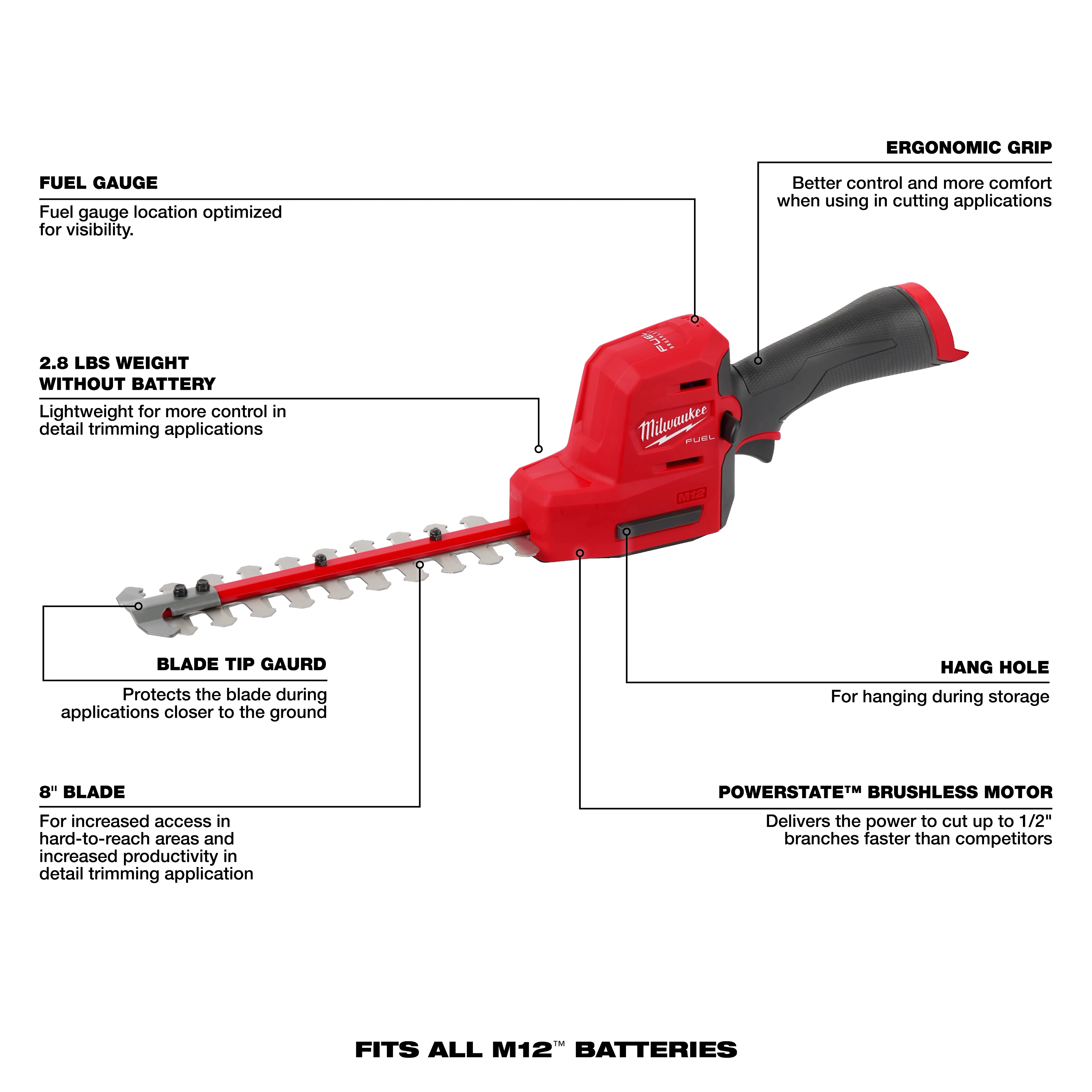 M12 FUEL™ 8" Hedge Trimmer